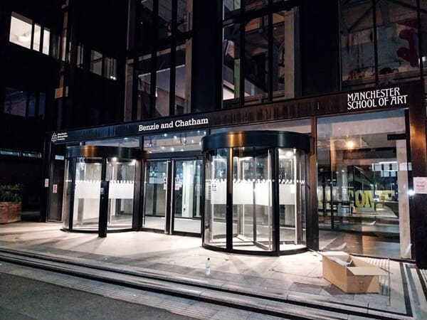 An image of outdoor signage and window graphics.